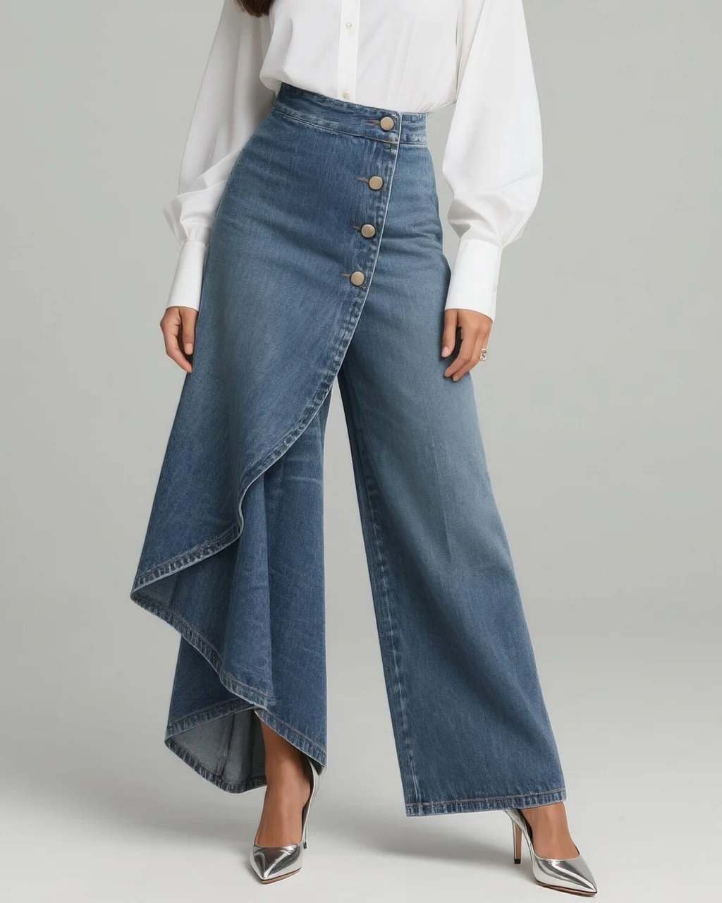 Chloe - Vaquero Wide Leg Botones
