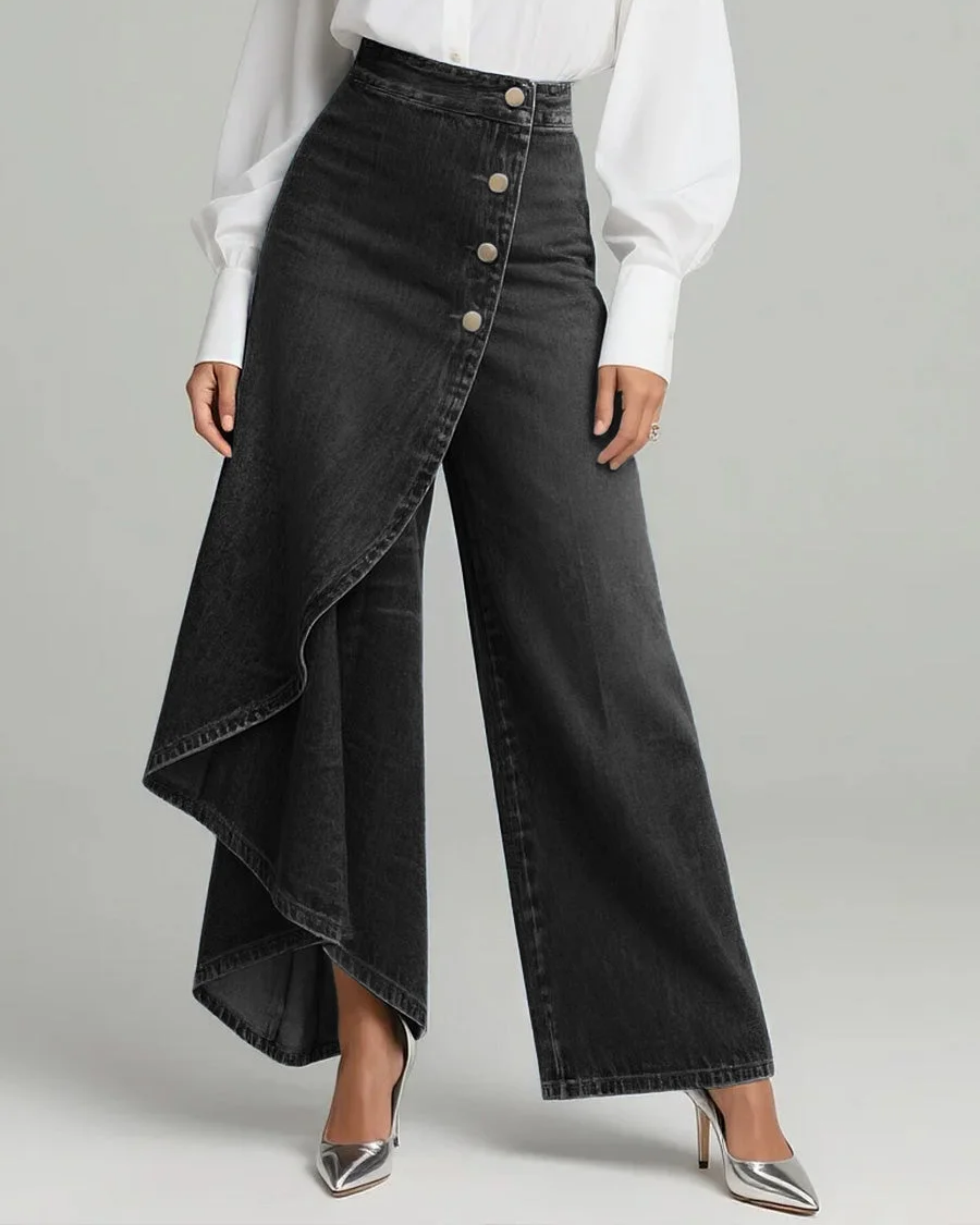 Chloe - Vaquero Wide Leg Botones