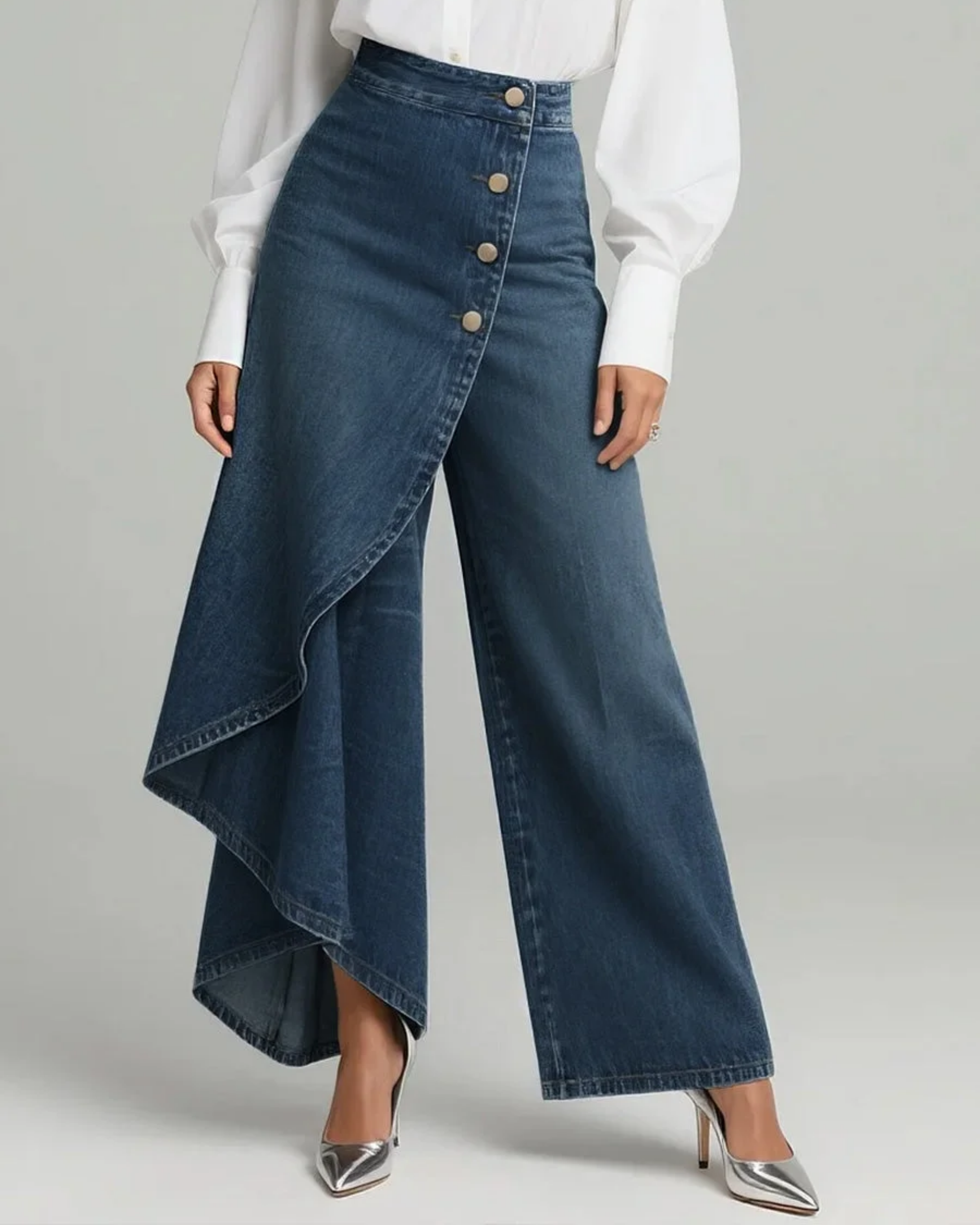 Chloe - Vaquero Wide Leg Botones