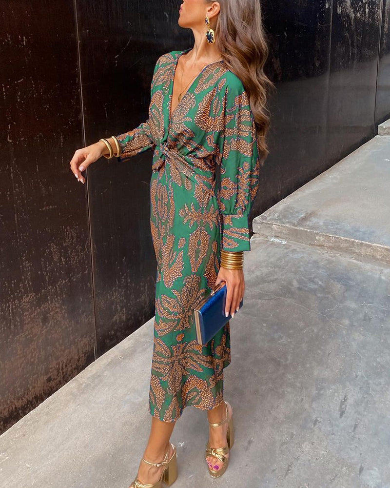 Isabela - Vestido midi elegante con estampado floral