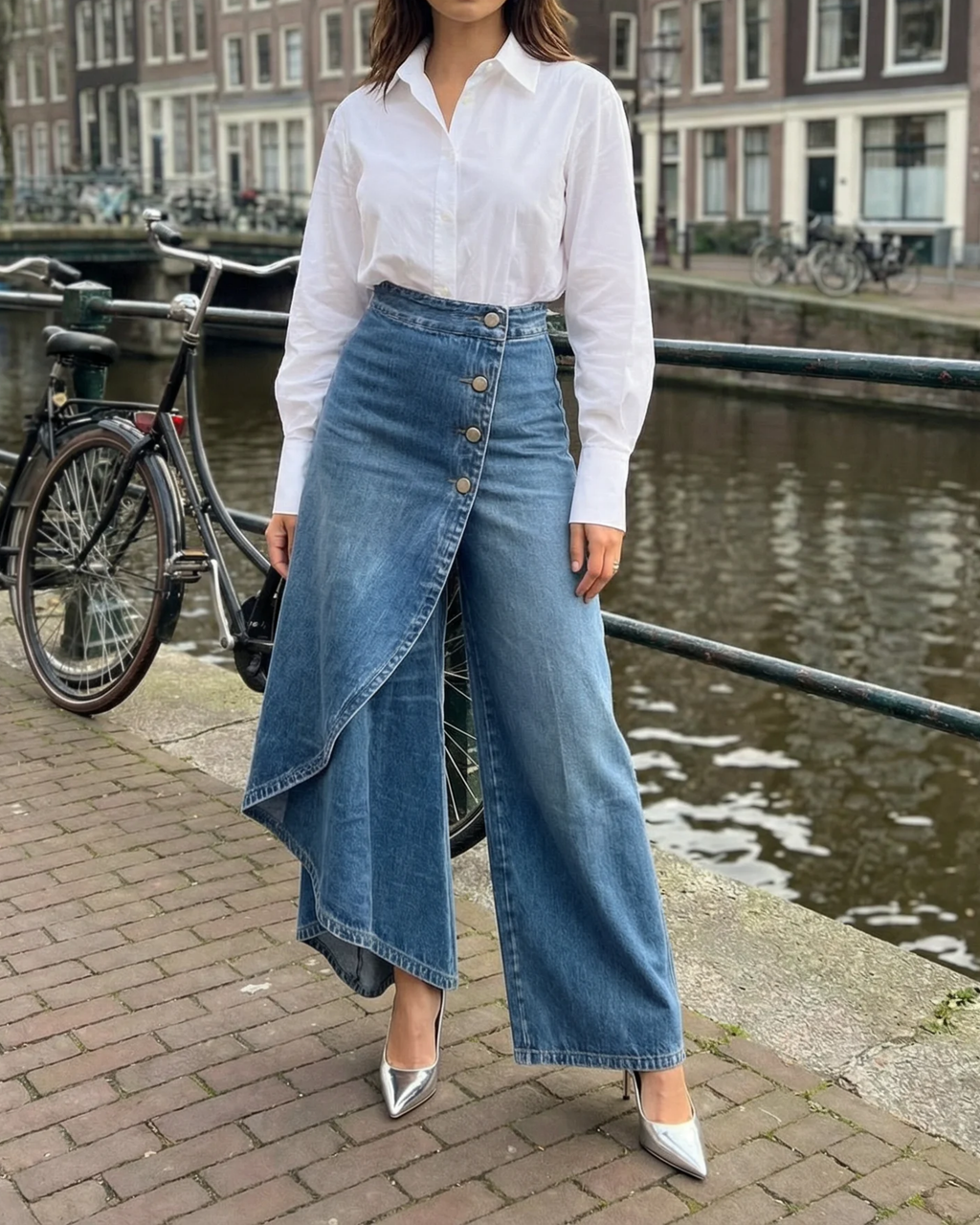 Chloe - Vaquero Wide Leg Botones
