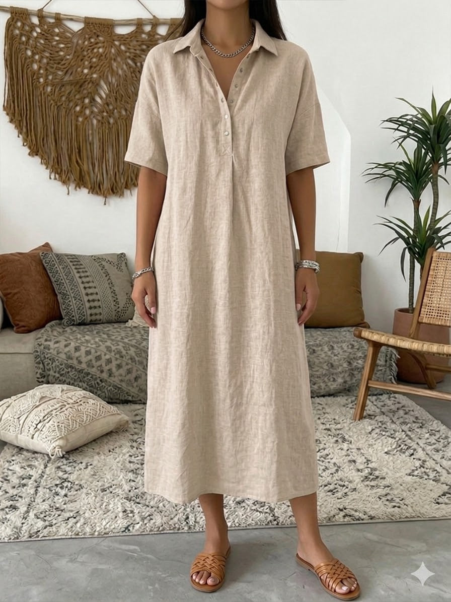 Marta - Vestido Camisero de Lino